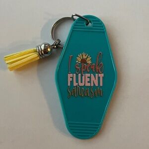 Teal Key Holder with Yellow Tassel